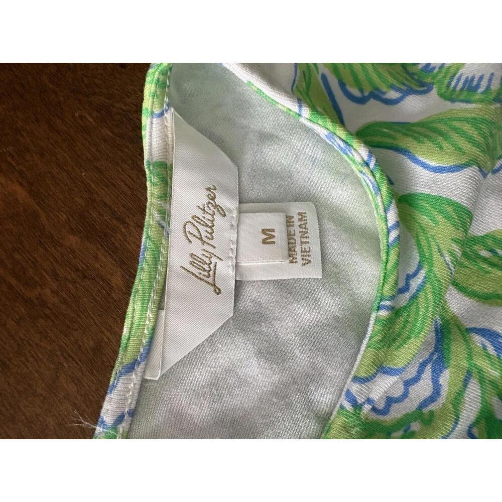 Lilly Pulitzer Short Sleeve Green and White Floral Print Dress with Side Tie - Picture 6 of 11